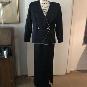 Black Satin & Rhinestone Formal Suit, Size 8